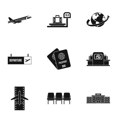 Havaalanı iade Icons set, basit tarzı