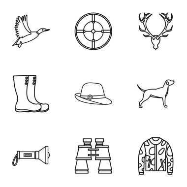 Hayvanlar simgeler kümesi avcılık, anahat stili