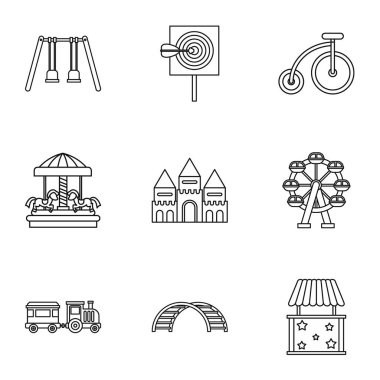 Çocuk Oyunları Icons set, anahat stili