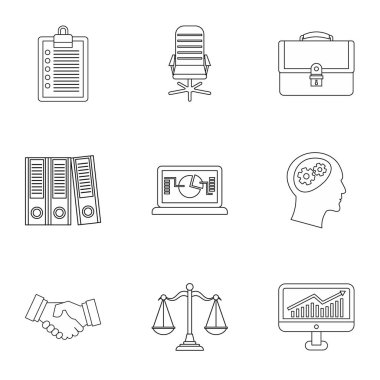 Icons set pazarlama, anahat stili