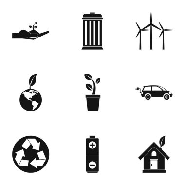 Doğa Icons set, basit tarzı saflığı