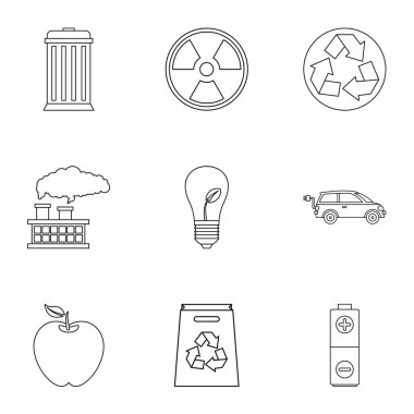 Doğal çevre Icons set, anahat stili