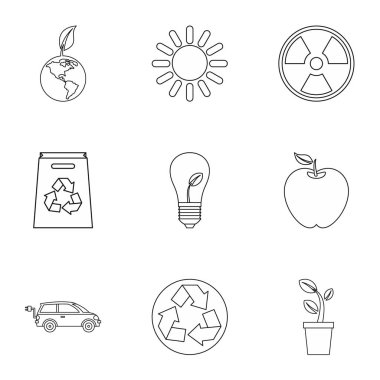 Doğa Icons set, anahat stili saflığı