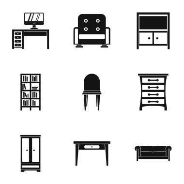 Ev ortamı Icons set, basit tarzı