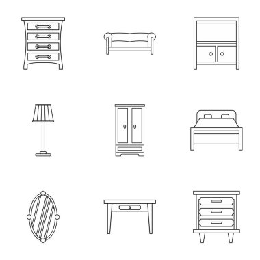 Mobilya Icons set, anahat stili