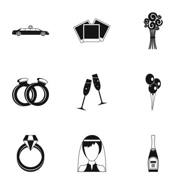 Evlilik Icons set, basit tarzı
