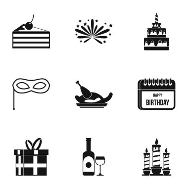 Doğum günü Icons set, basit tarzı