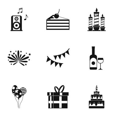Doğum günü partisi Icons set, basit tarzı