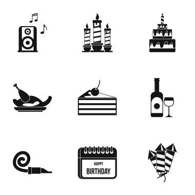 Çocuk Icons set, basit tarzı parti