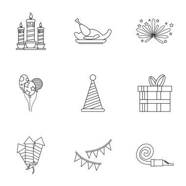 Tatil Icons set, anahat stili