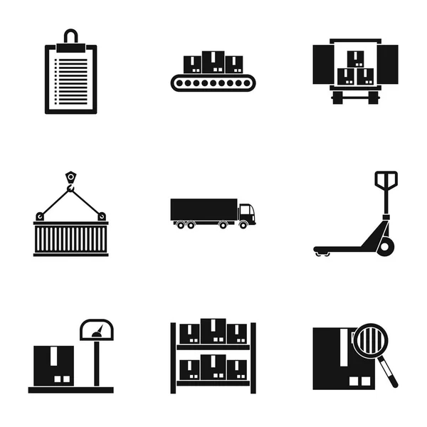 Cargo packing icons set, simple style — Stock Vector
