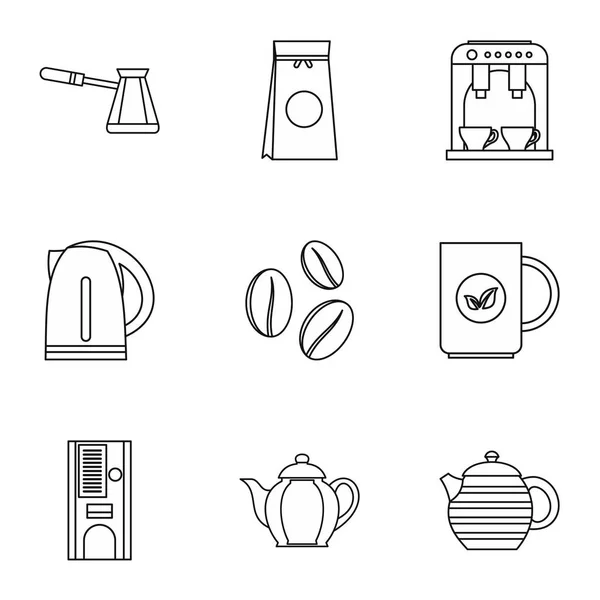 Σύνολο εικονιδίων καφέ, στυλ περιγράμματος — Διανυσματικό Αρχείο