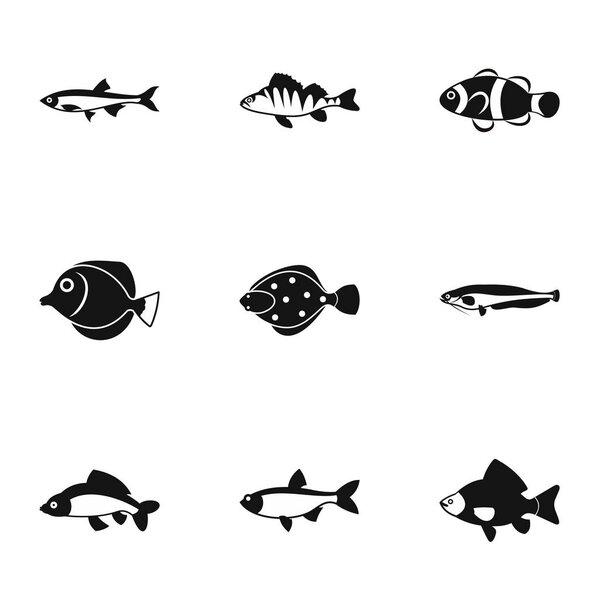 Набор рыбных икон, простой стиль
