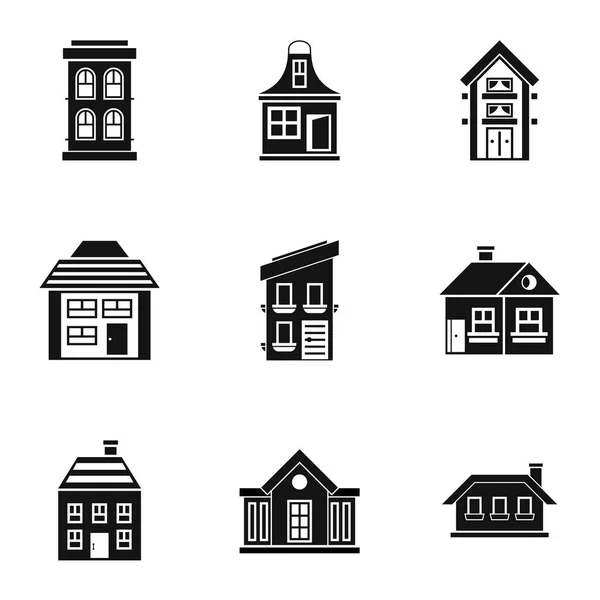 Woning iconen set, eenvoudige stijl — Stockvector