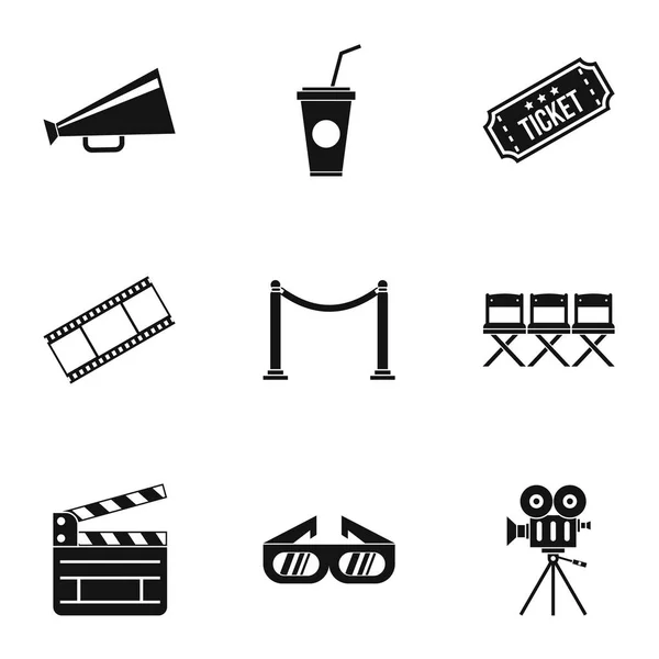 Conjunto de ícones de filme, estilo simples — Vetor de Stock