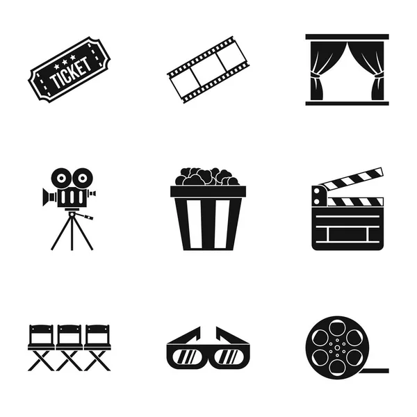 Conjunto de ícones de cinema, estilo simples — Vetor de Stock