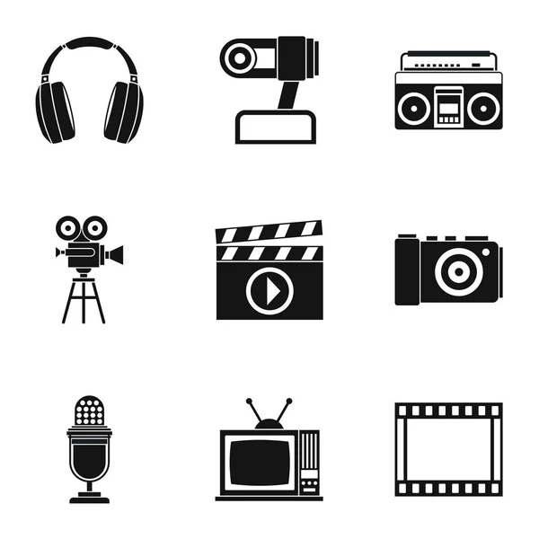 Conjunto de iconos de dispositivo de comunicación, estilo simple — Archivo Imágenes Vectoriales
