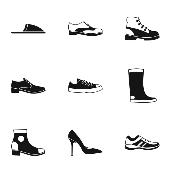 Ensemble d'icônes chaussures, style simple — Image vectorielle
