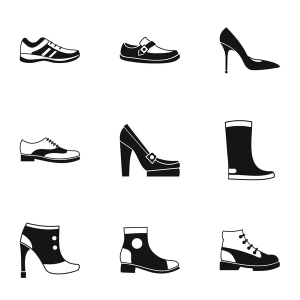 Ensemble d'icônes de chaussure, style simple — Image vectorielle