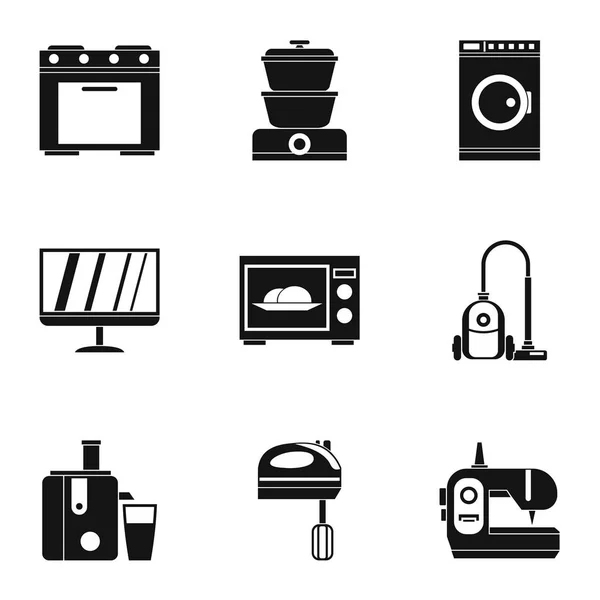 Home Elektronik Icons Set, einfacher Stil — Stockvektor