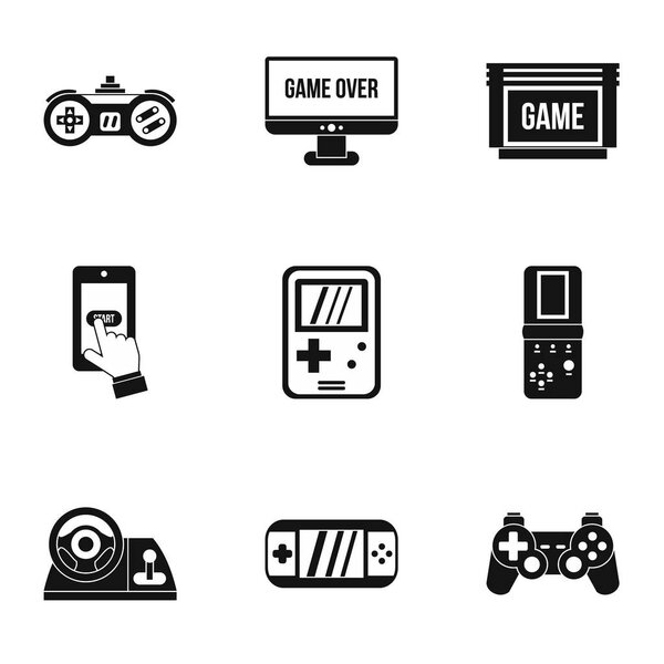 Набор иконок игровых консолей, простой стиль
