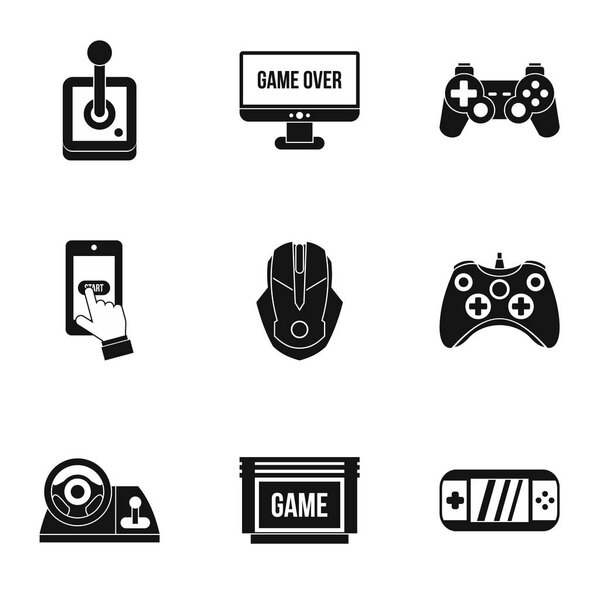 Набор иконок компьютерных игр, простой стиль
