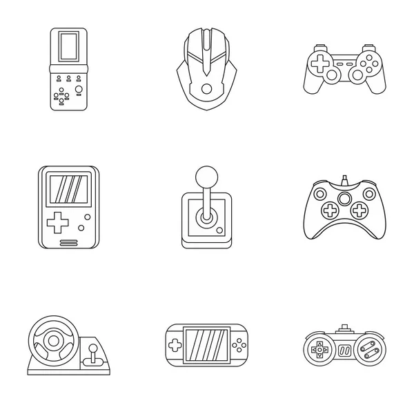Conjunto de iconos de juego, estilo de esquema — Vector de stock