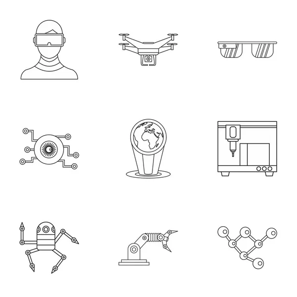 Dispositivos electrónicos del futuro conjunto de iconos — Vector de stock