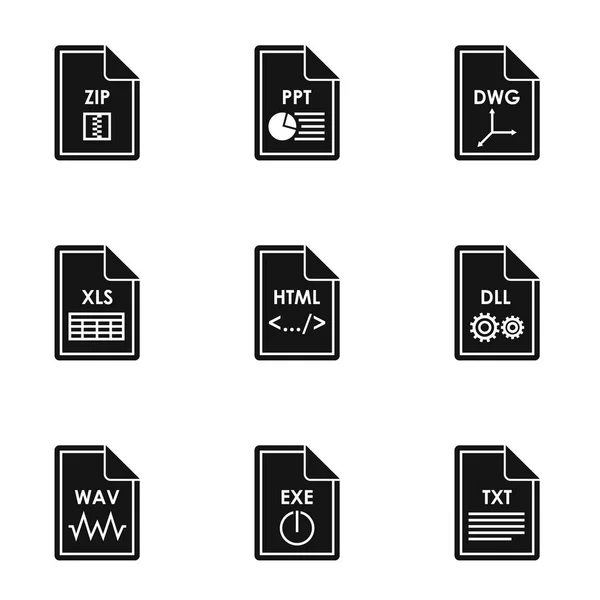 Types of files icons set, simple style — Stock Vector