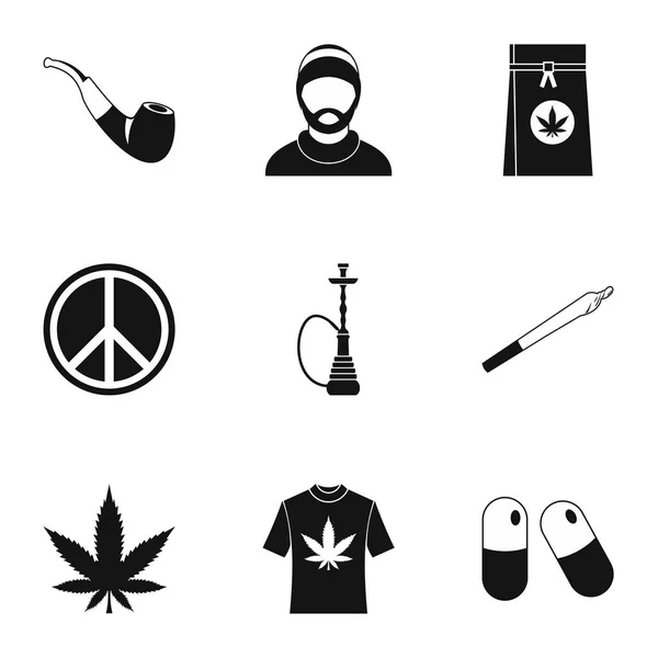 Conjunto de iconos de drogas, estilo simple — Vector de stock