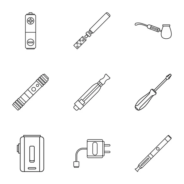 Juego de iconos de cigarrillos electrónicos para fumar — Vector de stock