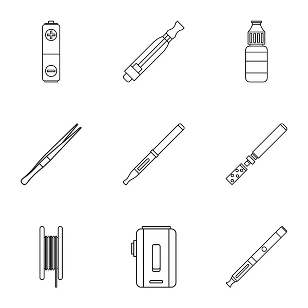 Conjunto de iconos de cigarrillo, estilo de contorno — Archivo Imágenes Vectoriales