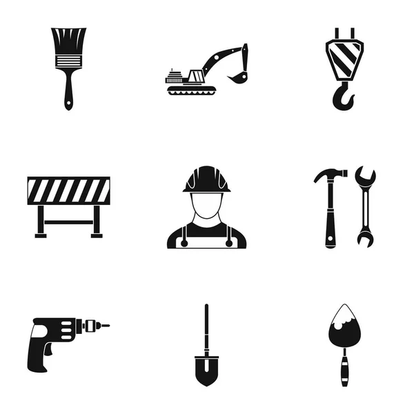 Reparatie iconen set, eenvoudige stijl — Stockvector