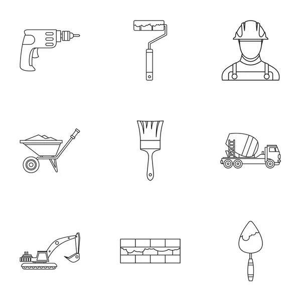 Set di icone di riparazione, stile contorno — Vettoriale Stock