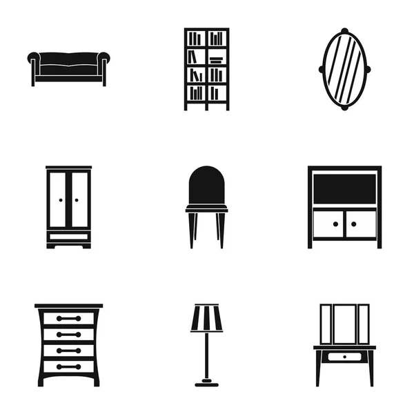 Home furnishings icons set, simple style — Stock Vector