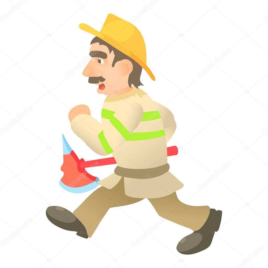 Running firefighter icon. Cartoon illustration of running firefighter vector icon for web