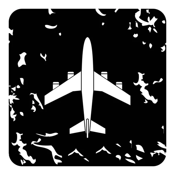 Икона самолета, гранж стиль — стоковый вектор