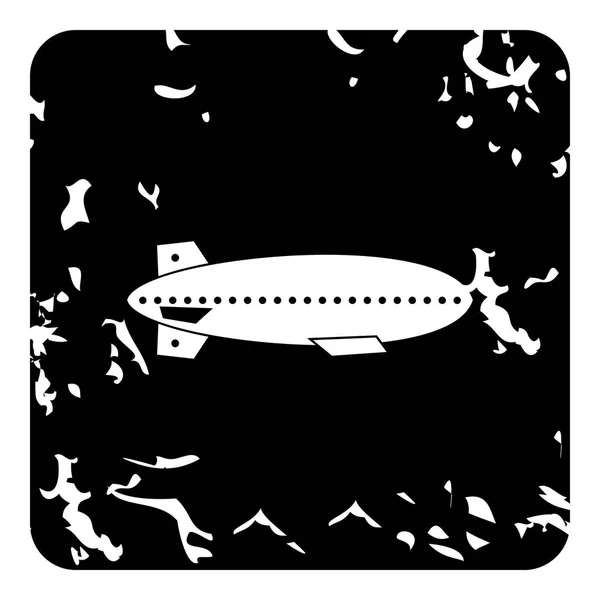 Dirigible airship icon, grunge style — Stock Vector