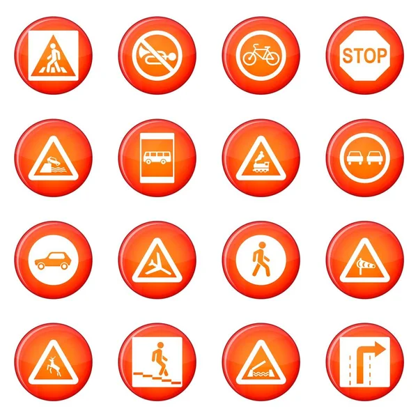 Verkehrszeichen setzen Symbole Vektor gesetzt — Stockvektor