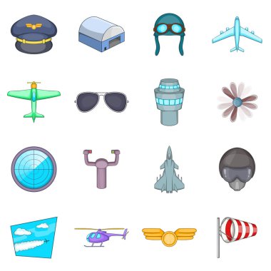 Havacılık Icons set, karikatür tarzı