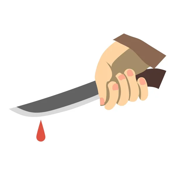 Tangan memegang pisau dengan ikon darah, gaya datar - Stok Vektor