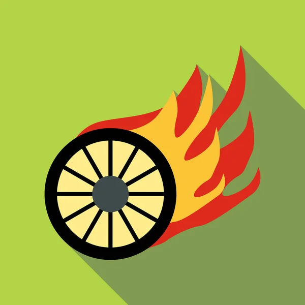 燃烧的车轮图标，平面样式 — 图库矢量图片