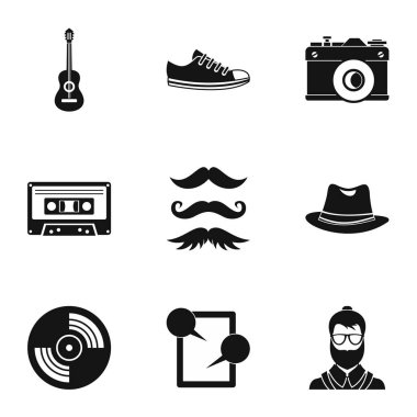 Hipster kültür Icons set, basit tarzı