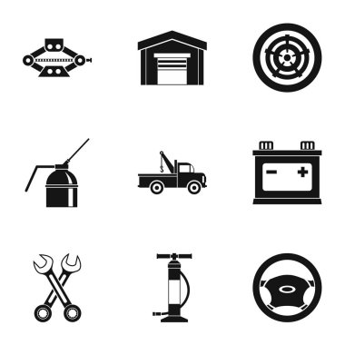 Onarım makine Icons set, basit tarzı