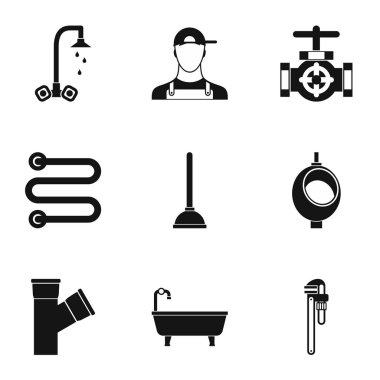 Tuvalet Icons set, basit tarzı