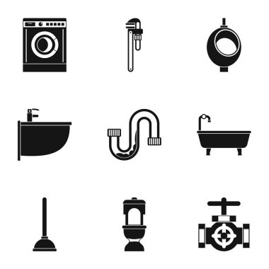 Sıhhi tesisat Icons set, basit tarzı