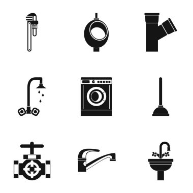 Banyo Icons set, basit tarzı için donatım