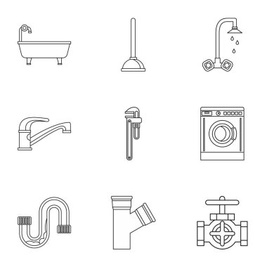 Tuvalet Icons set, anahat stili