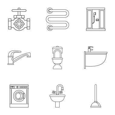 Banyo Icons set, anahat stili