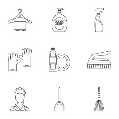 Sanitasyon Icons set, anahat stili